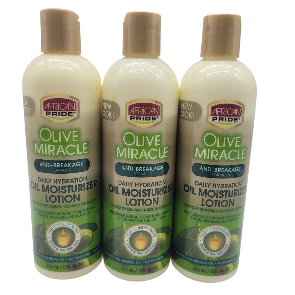 3 Pack African Pride Olive Miracle Hair Moisturizer Lotion, 12‎ oz Each